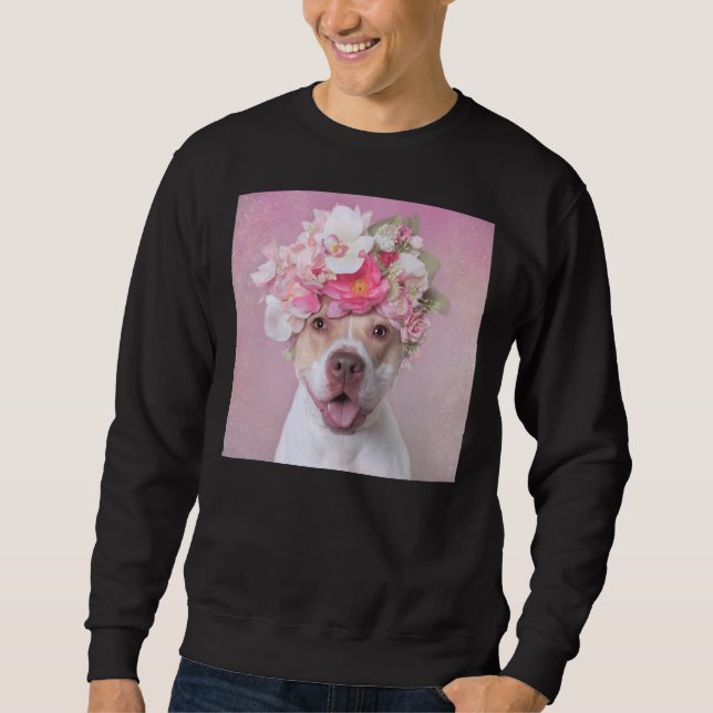 Flower Power Cute Pitbull Sweatshirt (Front)