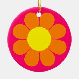 Flower Power Daisy Ceramic Ornament