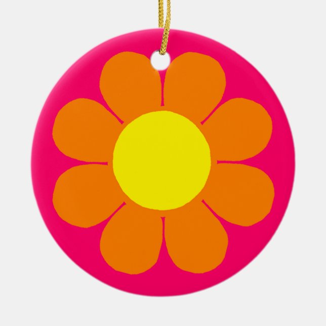 Flower Power Daisy Ceramic Ornament (Front)