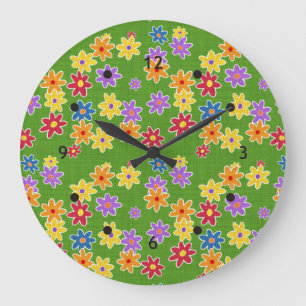 Flower Power Fabric Pattern + your ideas Large Clock