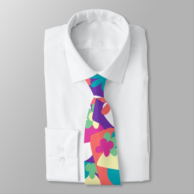 Flower Power Flora Fun Bold 70s Retro Tie (Tied)