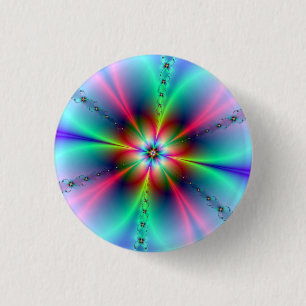 Flower Power Fractal 3 Cm Round Badge