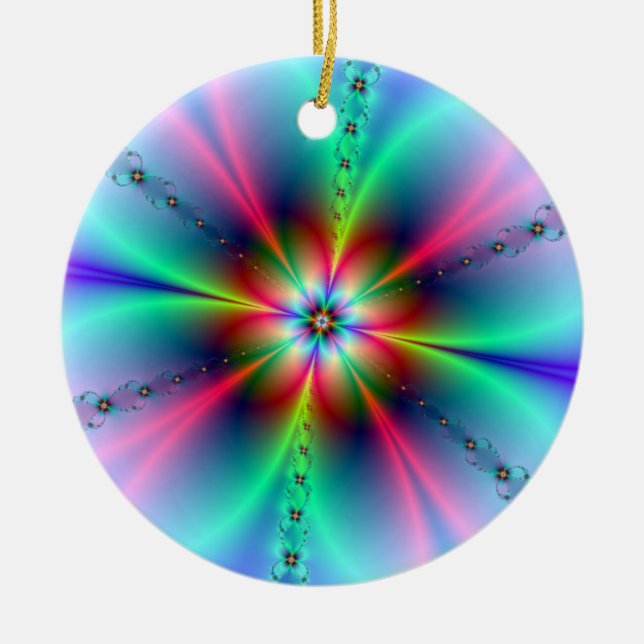 Flower Power Fractal Ceramic Ornament (Front)