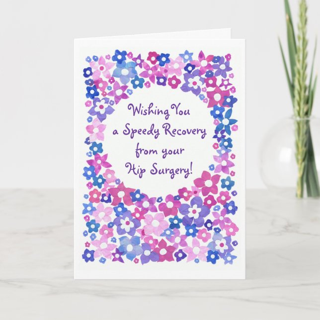 'Flower Power' Get Well Greeting Card to Customise (Front)