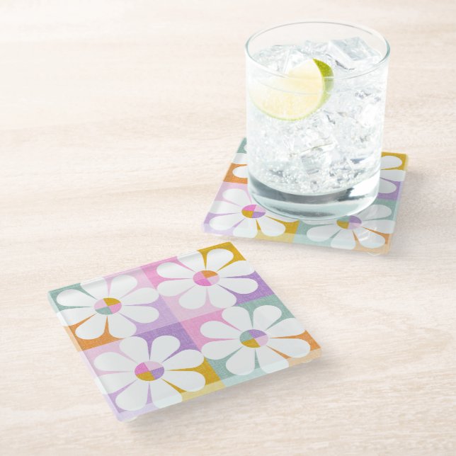 Flower power glass coaster (Angled)