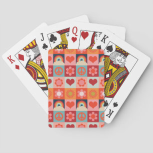 Flower Power Grid Pattern Playing Cards