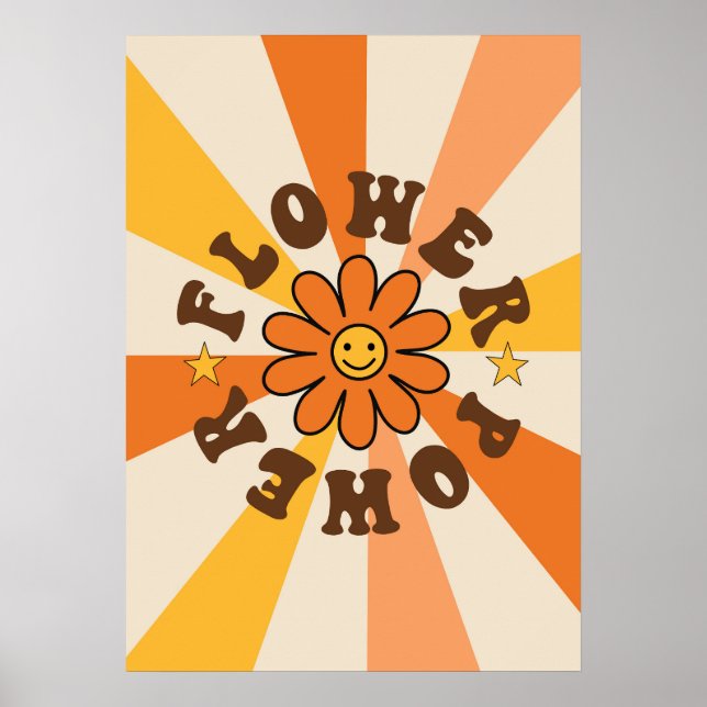 Flower power groovy retro poster (Front)