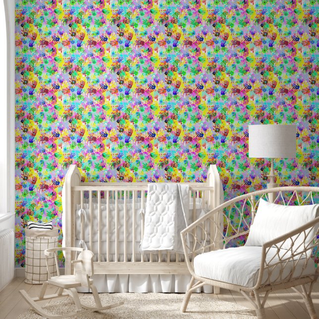 Flower Power Hands seamless pattern 3 Wallpaper (Kids)