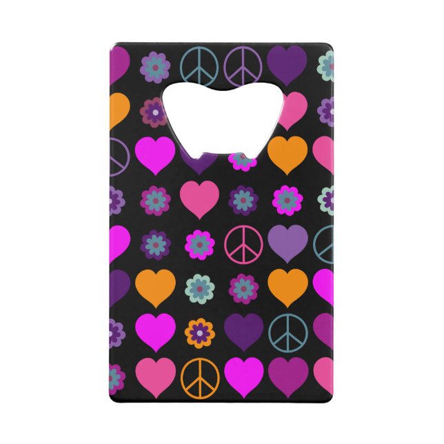 Flower Power Heart Peace Pattern + your backgr. (Front)