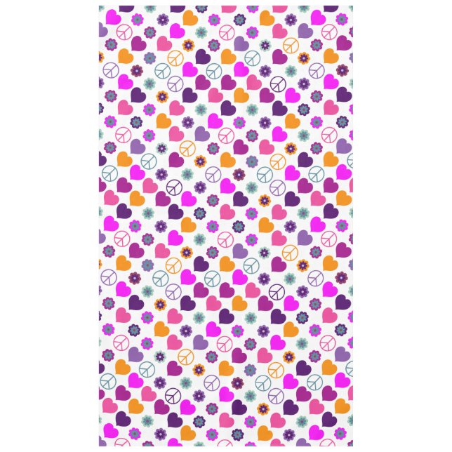 Flower Power Heart Peace Pattern + your backgr. Tablecloth (Front)