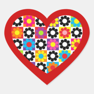 Flower Power Heart Sticker