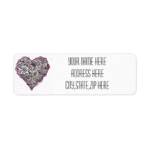 Flower Power Hearts Address Labels