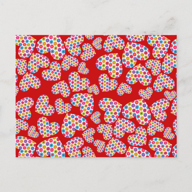 Flower Power Hearts Postcard (Front)