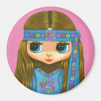 Flower Power Hippie Chick Headband Big Eyes Cute