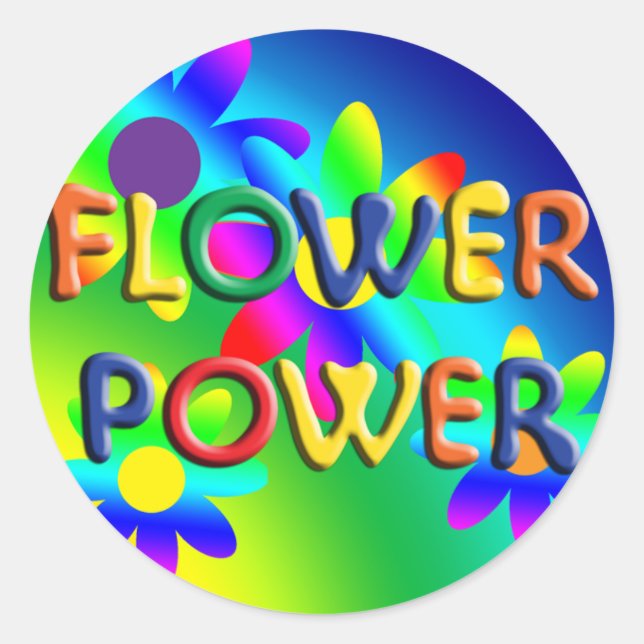 Flower Power Hippie Sticker (Front)
