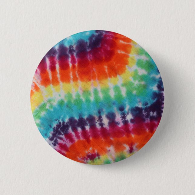Flower Power Hippie Tie Dye Rainbow   6 Cm Round Badge (Front)