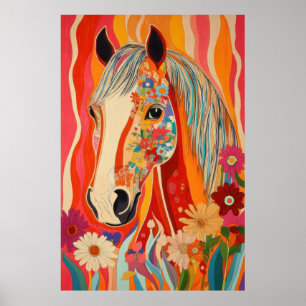 Flower Power Horse Poster