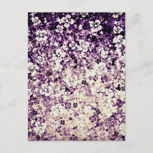 Flower Power in Midnight Violet, Floral Ombre Art Postcard