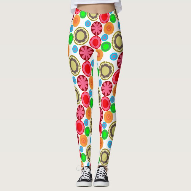 Flower Power in Rows 002 Leggings (Front)