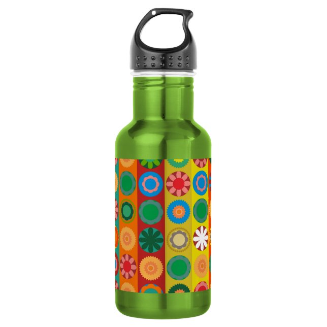 Flower Power in Rows 532 Ml Water Bottle (Front)