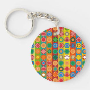 Flower Power in Rows Key Ring