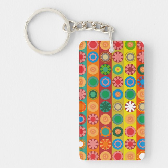 Flower Power in Rows Key Ring (Front)