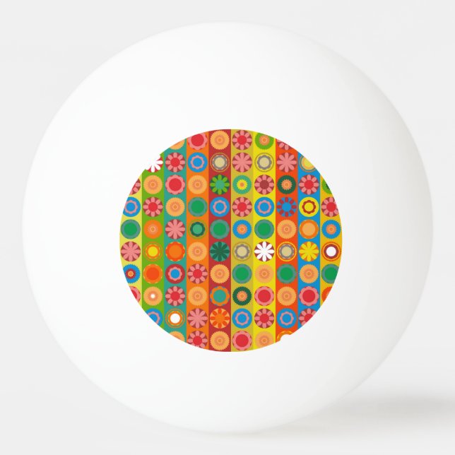 Flower Power in Rows Ping Pong Ball (Front)