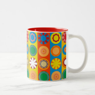 Flower Power in Rows Two-Tone Coffee Mug