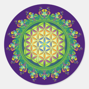 Flower Power of Life / Blume des Lebens Classic Round Sticker