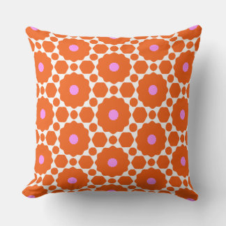 Flower Power Orange, Pink, & White Cushion