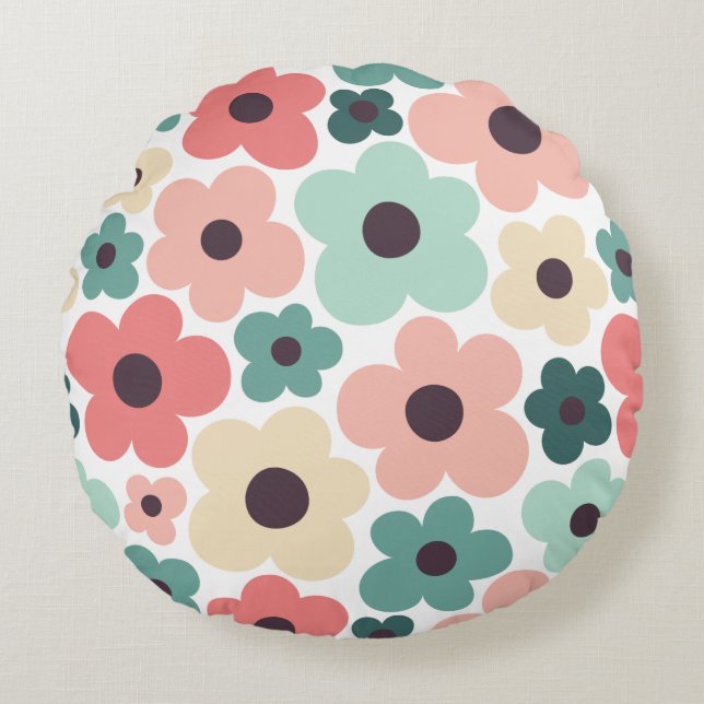 Flower Power Pattern Round Cushion (Front)
