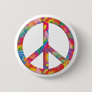 Flower Power Peace 6 Cm Round Badge