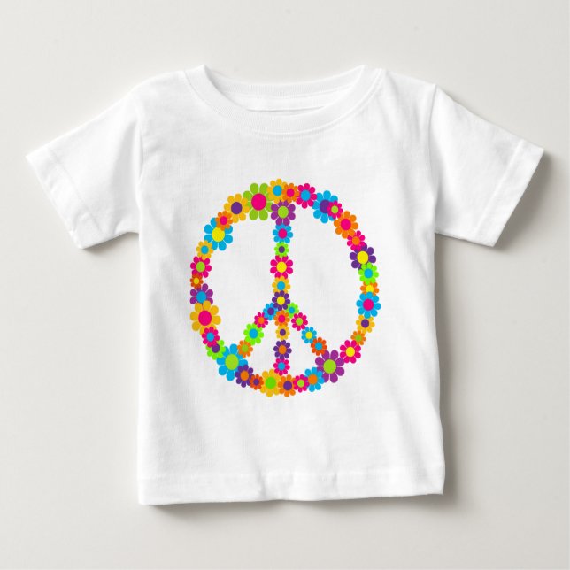 Flower Power Peace Baby T-Shirt (Front)