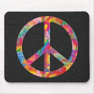 Flower Power Peace | black splatter Mouse Pad
