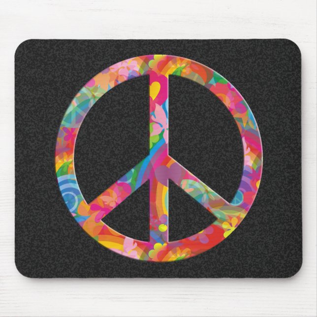 Flower Power Peace | black splatter Mouse Pad (Front)