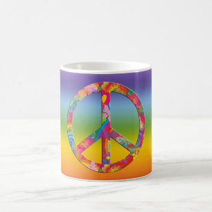 Flower Power Peace chakren colour Coffee Mug