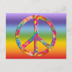 Flower Power Peace chakren colour Postcard