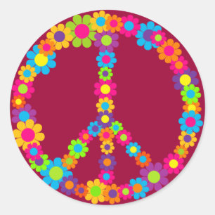 Flower Power Peace Classic Round Sticker