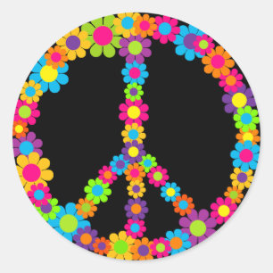 Flower Power Peace Classic Round Sticker