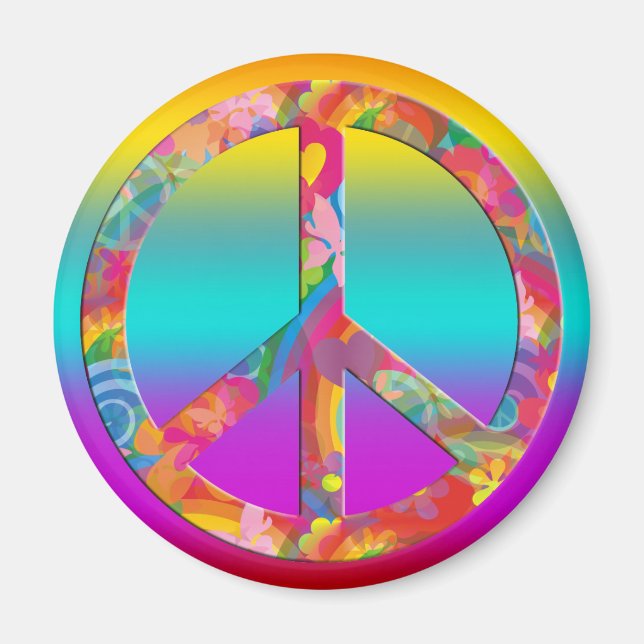 Flower Power Peace | coloured lines Magnet (Front)