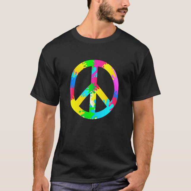Flower Power Peace Hippie Love 60s 70s Costume Ret T-Shirt (Front)