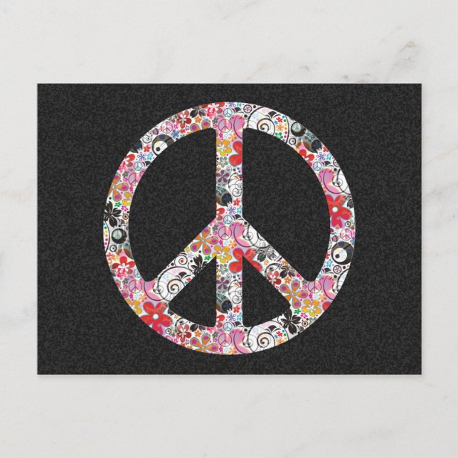 Flower Power Peace I | black splatter Postcard (Front)