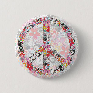 Flower Power Peace I FlowerPower light 6 Cm Round Badge