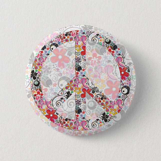 Flower Power Peace I | FlowerPower light 6 Cm Round Badge (Front)