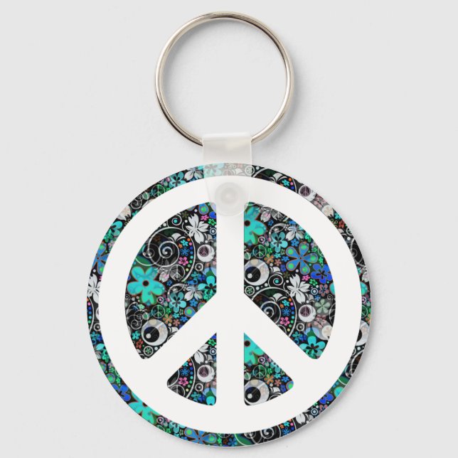 Flower Power Peace II Key Ring (Front)