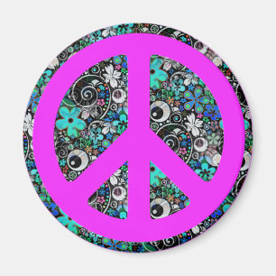 Flower Power Peace II pink Magnet