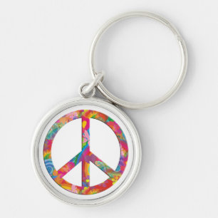 Flower Power Peace Key Ring