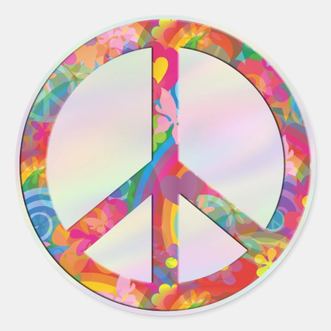 Flower Power Peace | light coloured Classic Round Sticker (Front)
