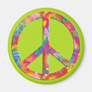 Flower Power Peace lightgreen Magnet