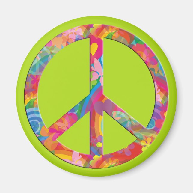 Flower Power Peace | lightgreen Magnet (Front)